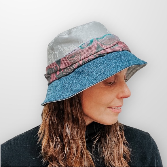 ♻️ Upcycle Hat Women’s Spring Hats with Hair Scarf Eco Friendly Sustaina… - Picture 4 of 8